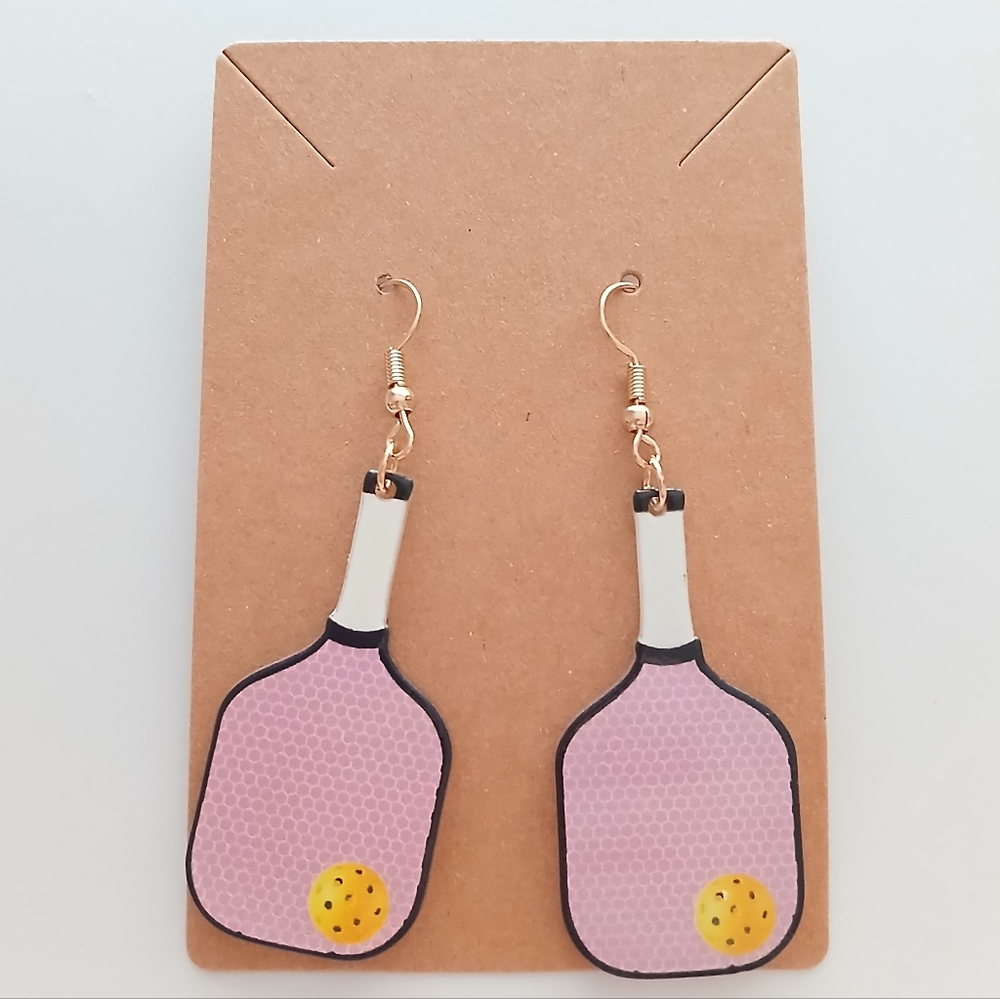 Fashion Jewelry Pink and Yellow Paddle Earrings